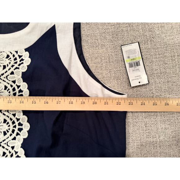 Jessica Howard Navy White Sleeveless Midi Sheath Dress Plus Sz 18W - Picture 6 of 11